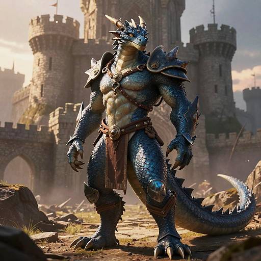 Muscular Anthro Dragon in Ancient Setting