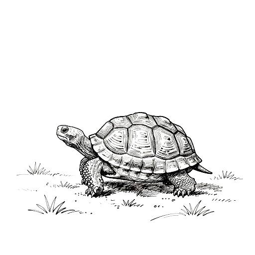 Minimalist Sketch of a Walking Tortoise