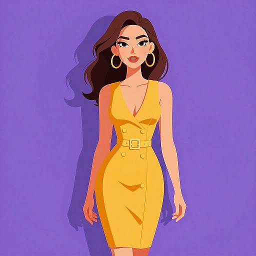 Modern Chic Woman in Mustard Dress