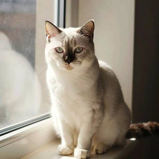Graceful White Cat on Windowsill