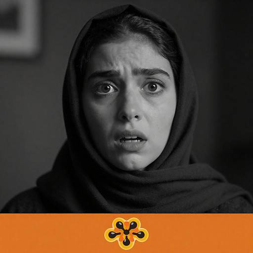 Monochrome Terror: Woman in Headscarf