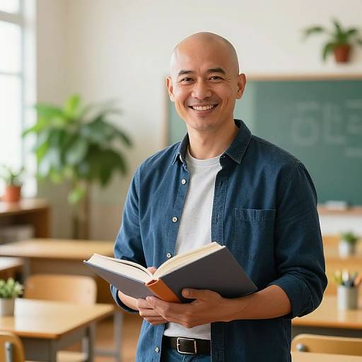 Warm Smiling Bald Teacher Portrait