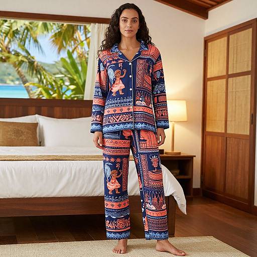 Moana-Themed Adult Pajamas with Tribal Designs