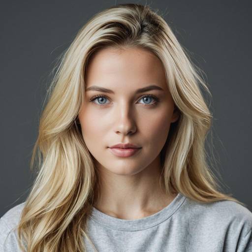 Blonde Woman Portrait with Grey Background