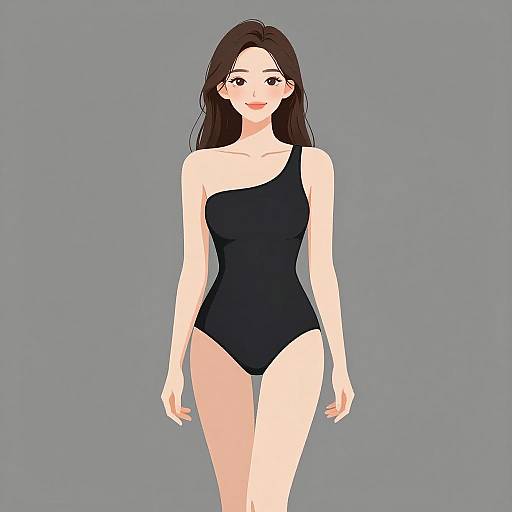 Elegant Woman in Minimalist Swimsuit