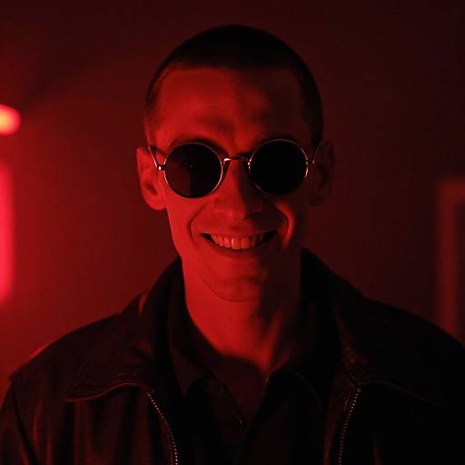 Malevolent Man in Red Neon Light