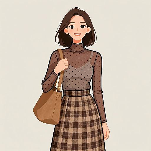 Stylish Woman in Sheer Polka-Dot Turtleneck