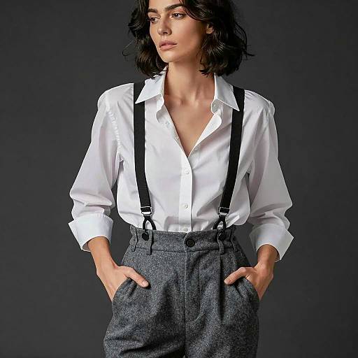 Stylish Woman in Black and White Attire