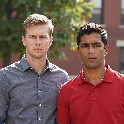 Two Serious Men Outdoors