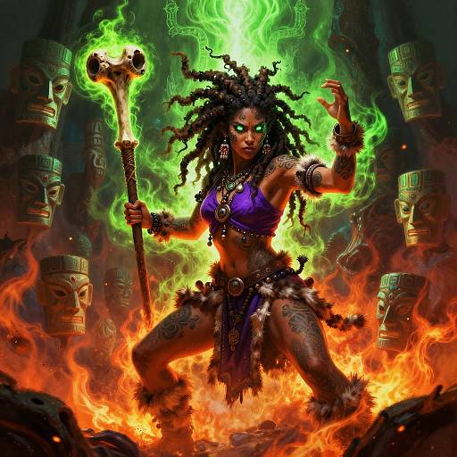 Dreadlocked Shaman Woman with Spirit Energy