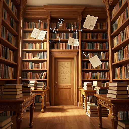 Golden Hour 3D Library with Magical Equations