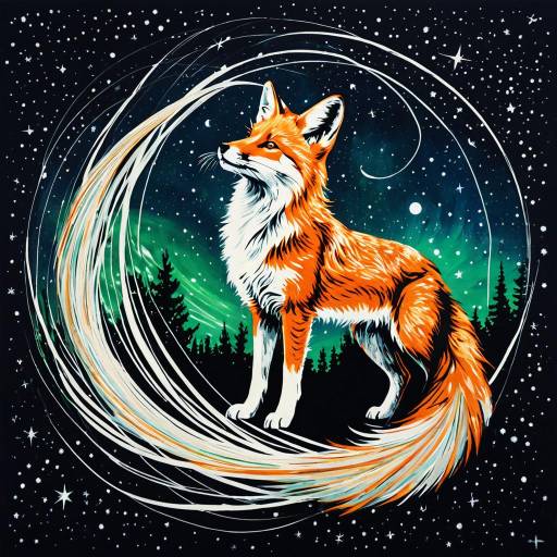 Cosmic Fox with Light Ribbon Tail