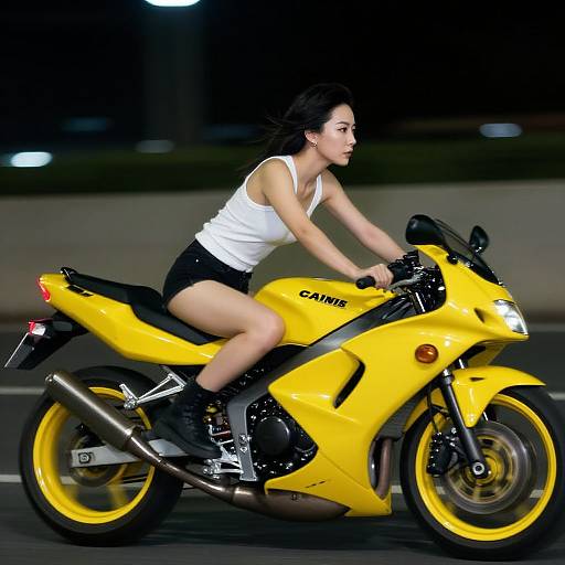 Night Ride on Yellow Kawasaki