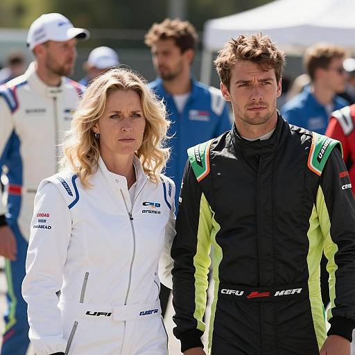 Racing Drivers in Suits Outdoors