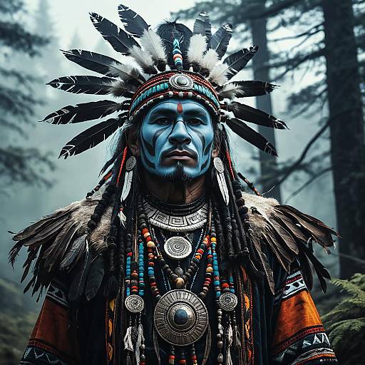 Ancient Shaman in Tribal Regalia