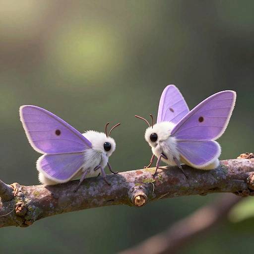 Vibrant 2D Moths on Branch