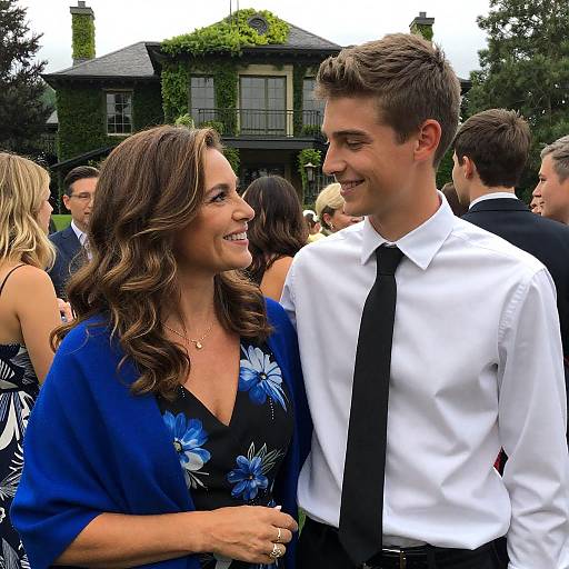 Smiling Couple at Mansion Garden Party