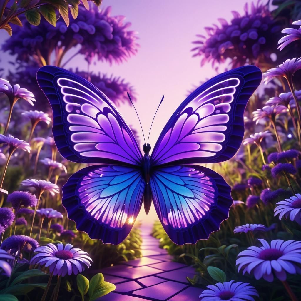 Enchanting Purple Butterfly in Dreamlike Garden