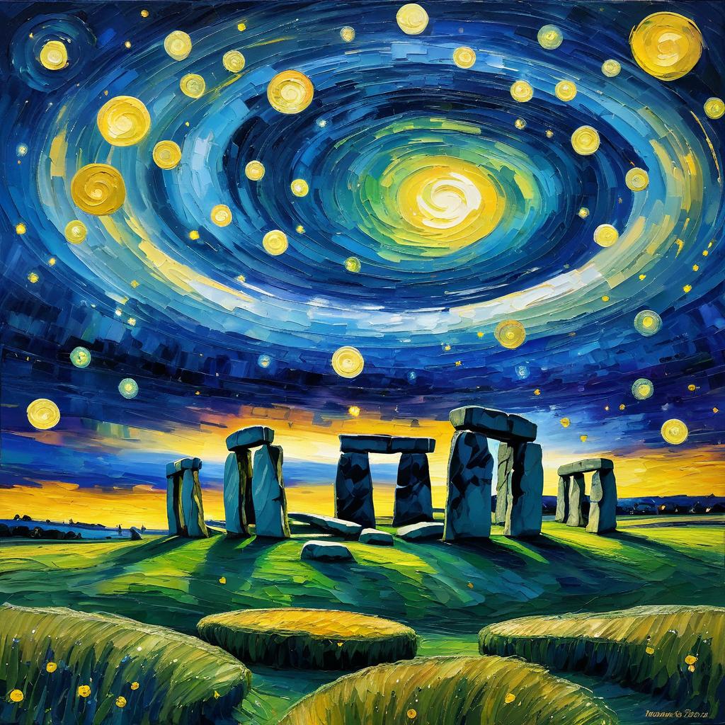 Van Gogh-Style Oil Painting of Stonehenge