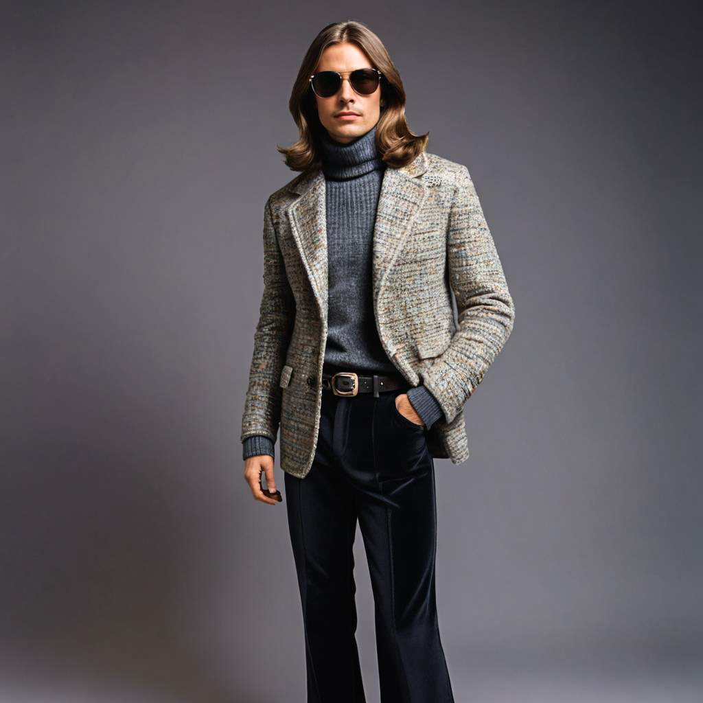 Retro 70s Fashion Young Man Portrait