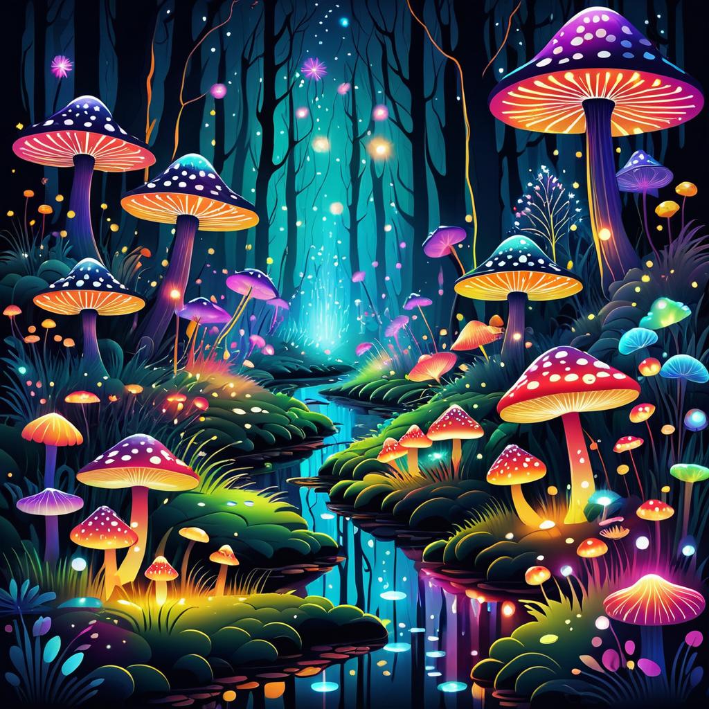 Whimsical Forest Adventure with Glowing Elements