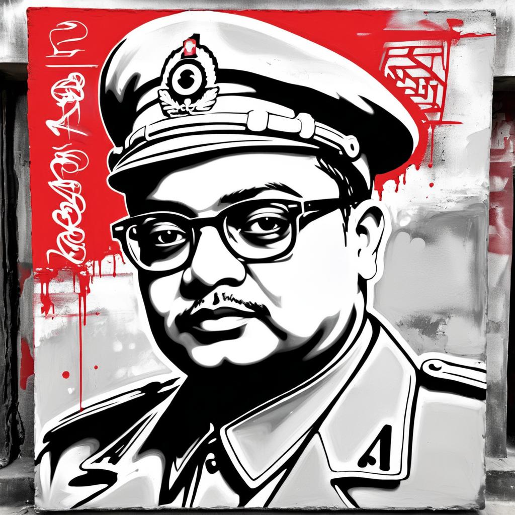 Monochrome Graffiti of Subhas Chandra Bose