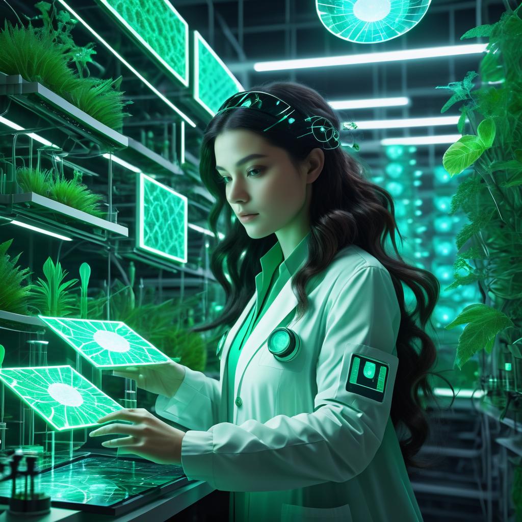 Futuristic Ecologist in High-Tech Laboratory