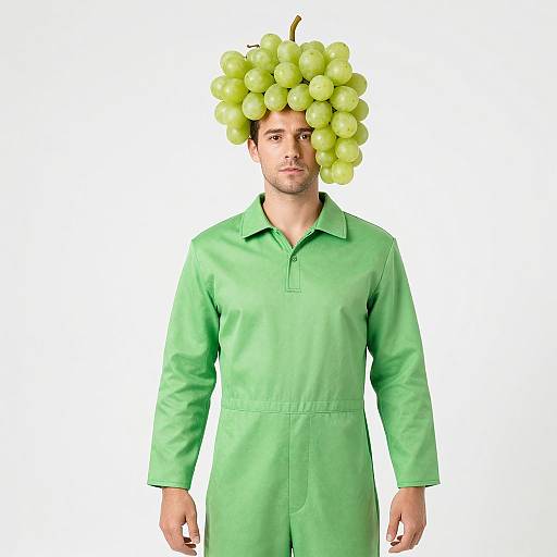 Man Wearing Green Grapes Costume