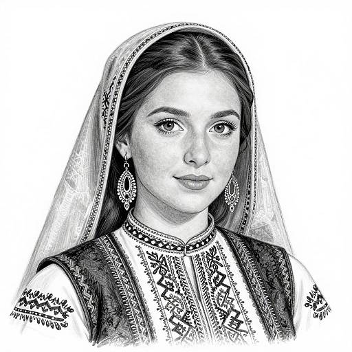 Grayscale Portrait of Romanian Woman
