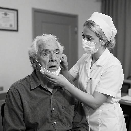 Elderly Man and Nurse in Shock