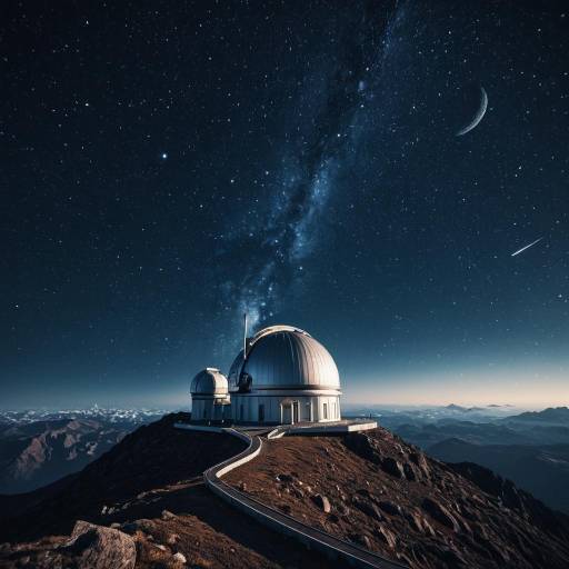 Celestial Observatory on Mountain at Night