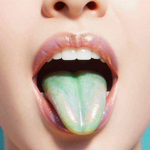 Opalescent 3D Lips with Lime Tongues