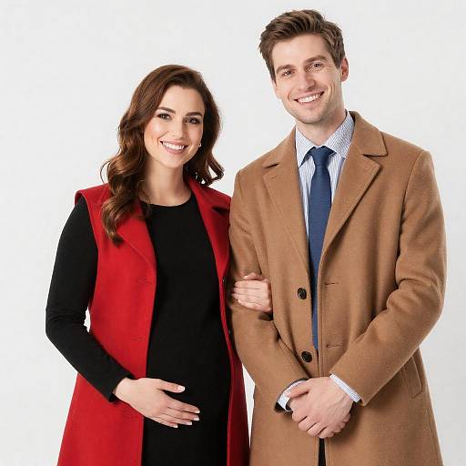 Smiling Couple Maternity Studio Portrait