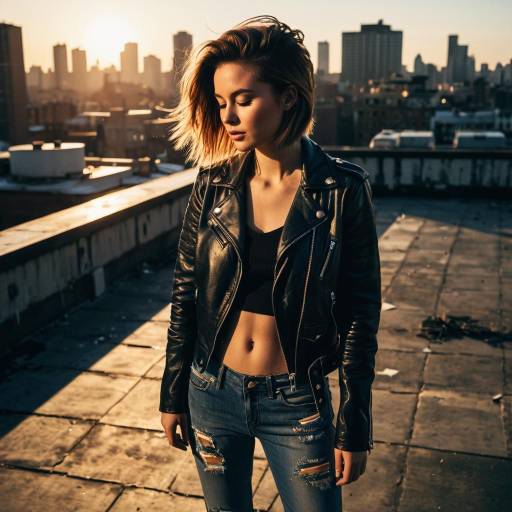Young Woman with Skin Fade Hairstyle on Rooftop