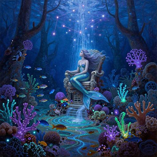 Enchanted Underwater Forest Oil Painting