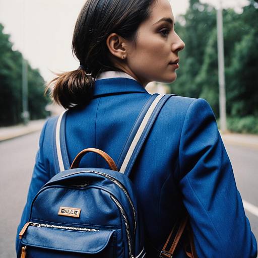 Close-Up Portrait of Woman in Blue Suit
