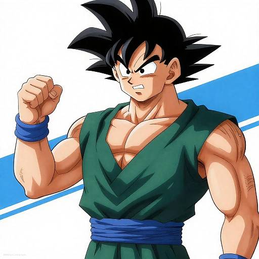 Muscular Dark-Skinned Anime Warrior Illustration