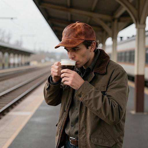 Traveling Luthier with Coffee on Platform