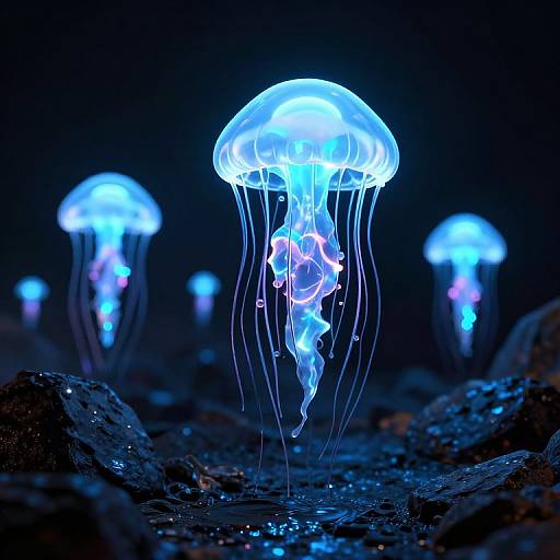 Bioluminescent Cyberpunk Alien Jellyfish