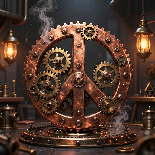 Steampunk Mechanical Peace Symbol