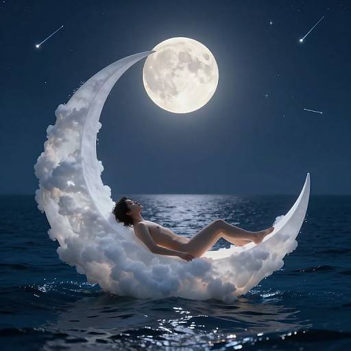 Moonlit Dreamscape with Celestial Cradle