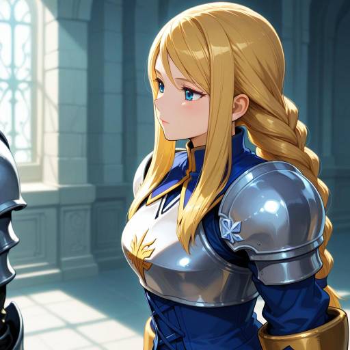 Illustration of Agrias oaks, final fantasy in the style of Salamander (hop-step)