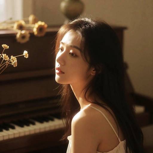 Dreamy Piano Portrait with Dried Flowers