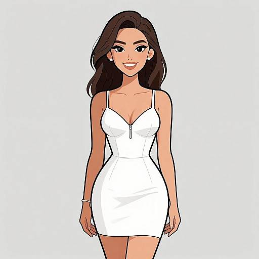 Chic Woman in White Bodycon Dress