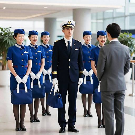 Diverse Flight Crew in Airport Setting