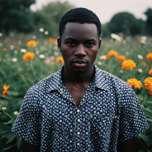 Dark-Skinned Man in Floral Shirt Outdoors