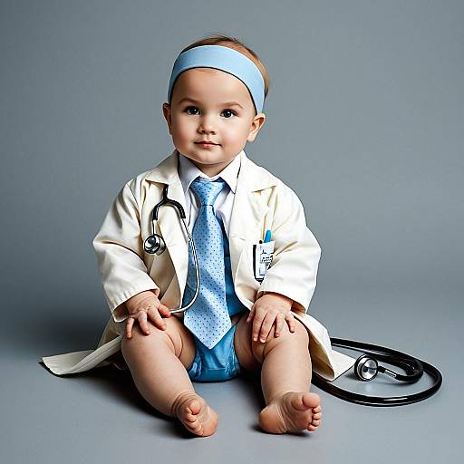 Baby Dressed as Doctor Sitting