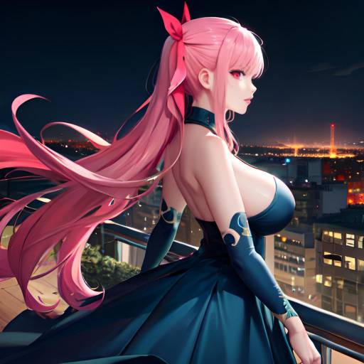 Ultra-Detailed Anime Girl on City Roof