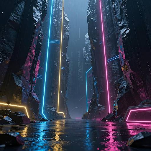 Futuristic Cyberpunk Landscape at Night