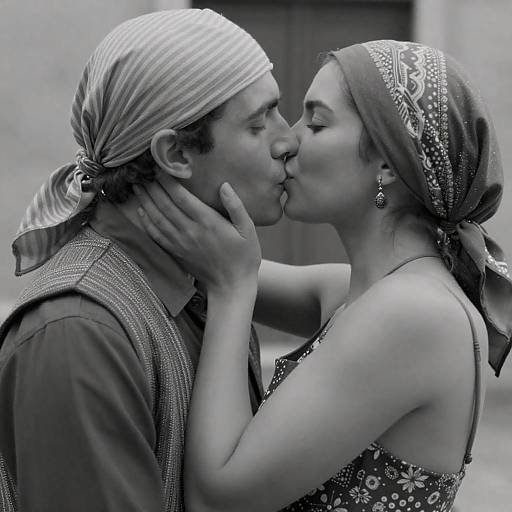 Passionate Black-and-White Kiss Capture